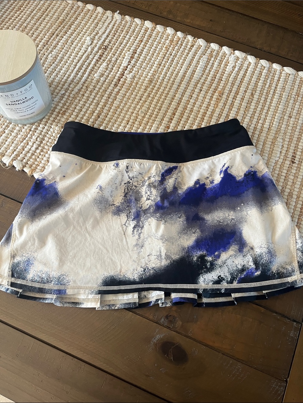 lululemon athletica Cream Skort with Blue and Black Abstract Print